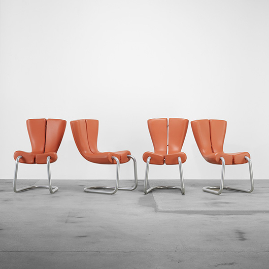 Marc Newson Komed chairs, set of six. Image courtesy of Wright.